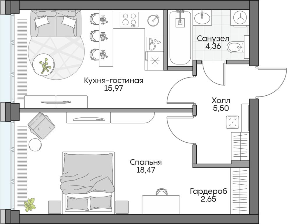 1-BD Apartment Sale, 46.12 sq. m. at Dom na naberezhnoy INSIDER (Insayder), Avtozavodskaya Street, Moscow, Russia #2 1-BD Apartment Sale, 46.12 sq. m. at Dom na naberezhnoy INSIDER (Insayder), Avtozavodskaya Street, Moscow, Russia #2