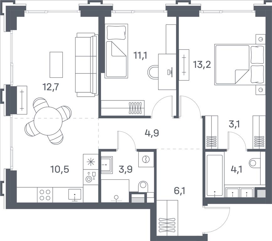 2-BD Apartment Sale, 69.6平方米 at Portland, Yuzhnoportovaya Street, 42с5, Moscow, Russia #2 2-BD Apartment Sale, 69.6平方米 at Portland, Yuzhnoportovaya Street, 42с5, Moscow, Russia #2