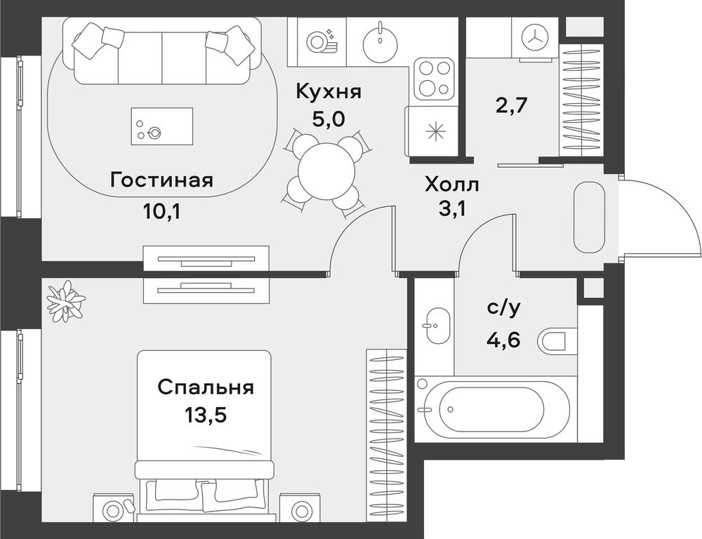 Apartment Sale, 39 sq. m. at Alia, Lyotnaya Street, 95Бк2, Moscow, Russia #1