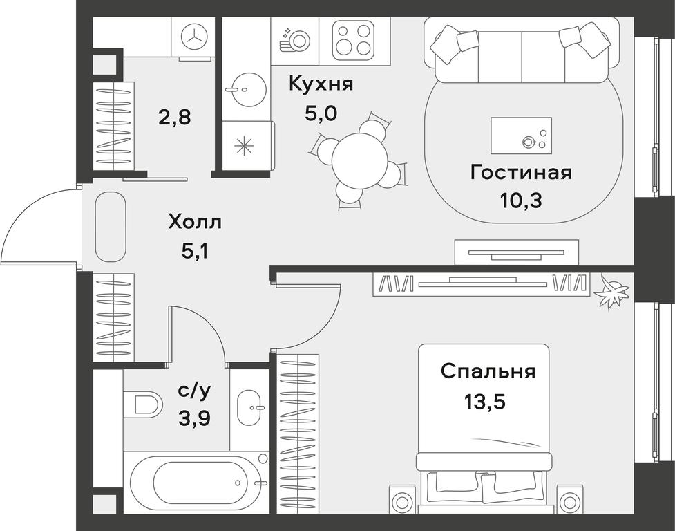 Apartment Sale, 40.6 sq. m. at Alia, Lyotnaya Street, 95Бк2, Moscow, Russia #1