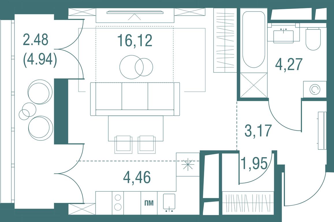 Apartment Sale, 32.45平方米 at Odinburg, Severnaya Street, 11, Odintsovo, Moscow Region, Russia #1