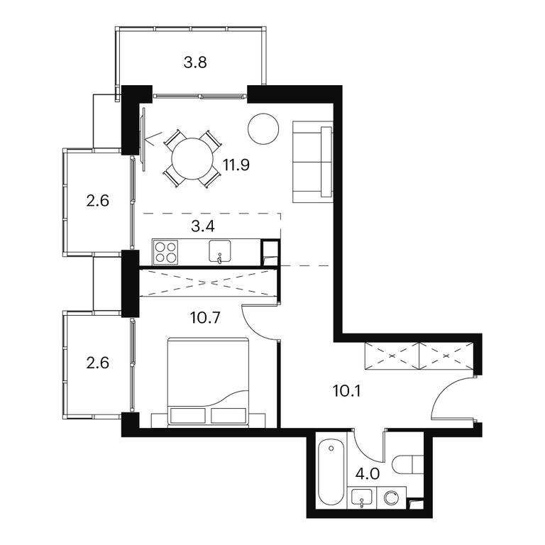 1-BD Apartment Sale, 49.4 sq. m. at Akvilon Signal (Akvilon Signal), Signalny Drive, 12, Moscow, Russia #1