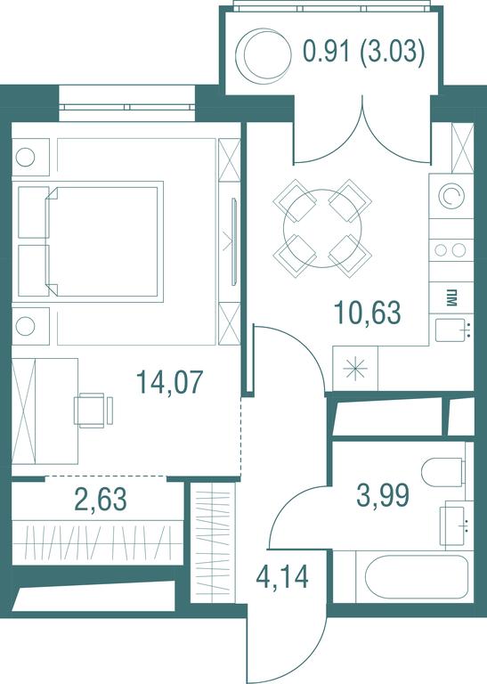 1-BD Apartment Sale, 36.37 sq. m. at Odinburg, Severnaya Street, 11, Odintsovo, Moscow Region, Russia #1