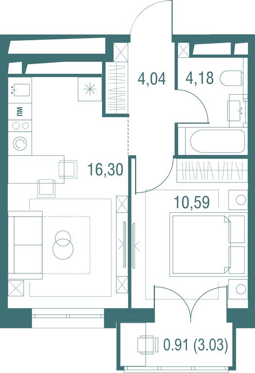 1-BD Apartment Sale, 36.02平方米 at Odinburg, Severnaya Street, 11, Odintsovo, Moscow Region, Russia #1