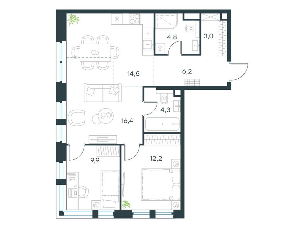 2-BD Apartment Sale, 71.3 sq. m. at Level Seligerskaya, Ilmenskiy Drive, 12, Moscow, Russia #1 2-BD Apartment Sale, 71.3 sq. m. at Level Seligerskaya, Ilmenskiy Drive, 12, Moscow, Russia #1