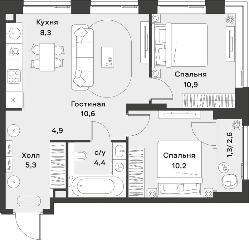 1-BD Apartment Sale, 55.9 sq. m. at Alia, Lyotnaya Street, 95Бк2, Moscow, Russia #1 1-BD Apartment Sale, 55.9 sq. m. at Alia, Lyotnaya Street, 95Бк2, Moscow, Russia #1