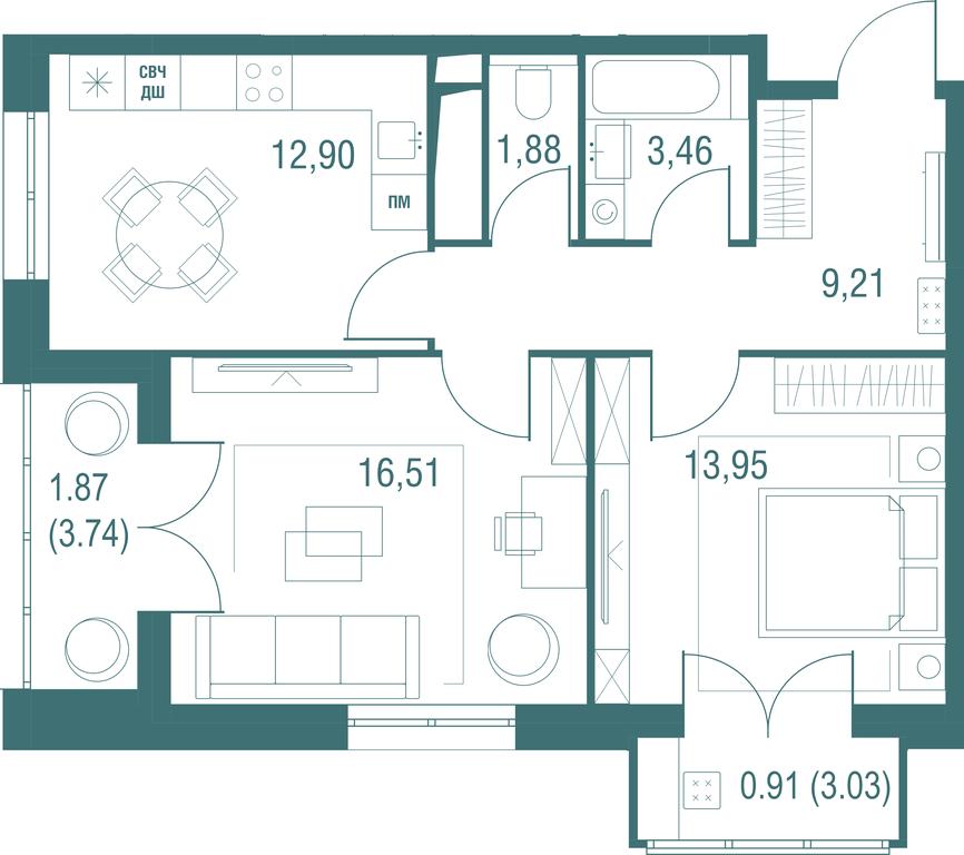 2-BD Apartment Sale, 60.69平方米 at Odinburg, Severnaya Street, 11, Odintsovo, Moscow Region, Russia #1 2-BD Apartment Sale, 60.69平方米 at Odinburg, Severnaya Street, 11, Odintsovo, Moscow Region, Russia #1