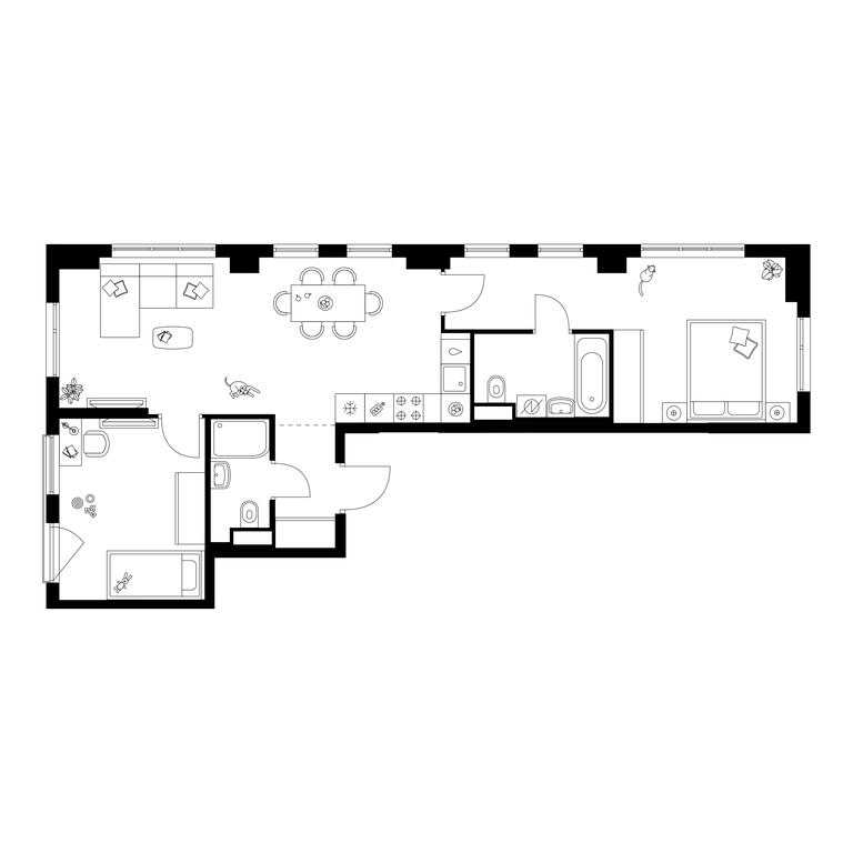 2-BD Apartment Sale, 63.3平方米 at Kavkazskiy Bulvar 51, Kavkazsky Boulevard, 51с3, Moscow, Russia #1