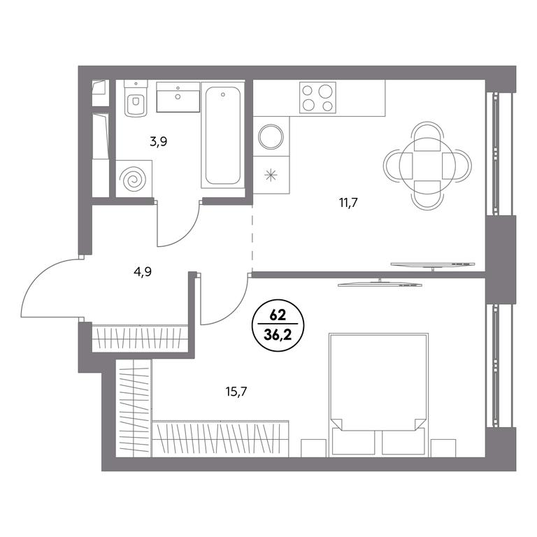 2-BD Apartment Sale, 36.2 sq. m. at Admiral, Shosseynaya Street, 4А, Moscow, Russia #2 2-BD Apartment Sale, 36.2 sq. m. at Admiral, Shosseynaya Street, 4А, Moscow, Russia #2