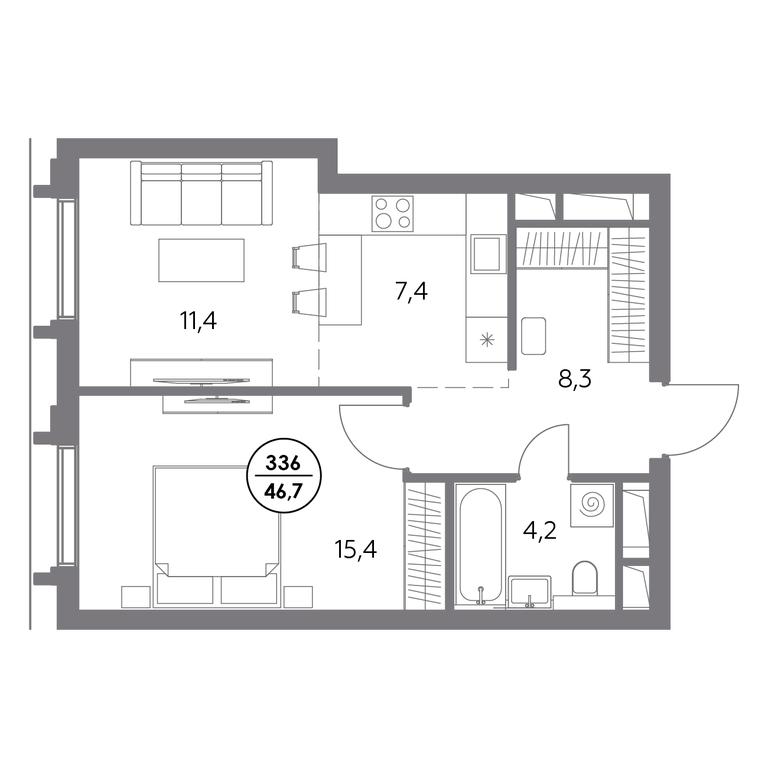 2-BD Apartment Sale, 46.7 sq. m. at Dom56, Fridrikha Engelsa Street, 56с1, Moscow, Russia #1 2-BD Apartment Sale, 46.7 sq. m. at Dom56, Fridrikha Engelsa Street, 56с1, Moscow, Russia #1