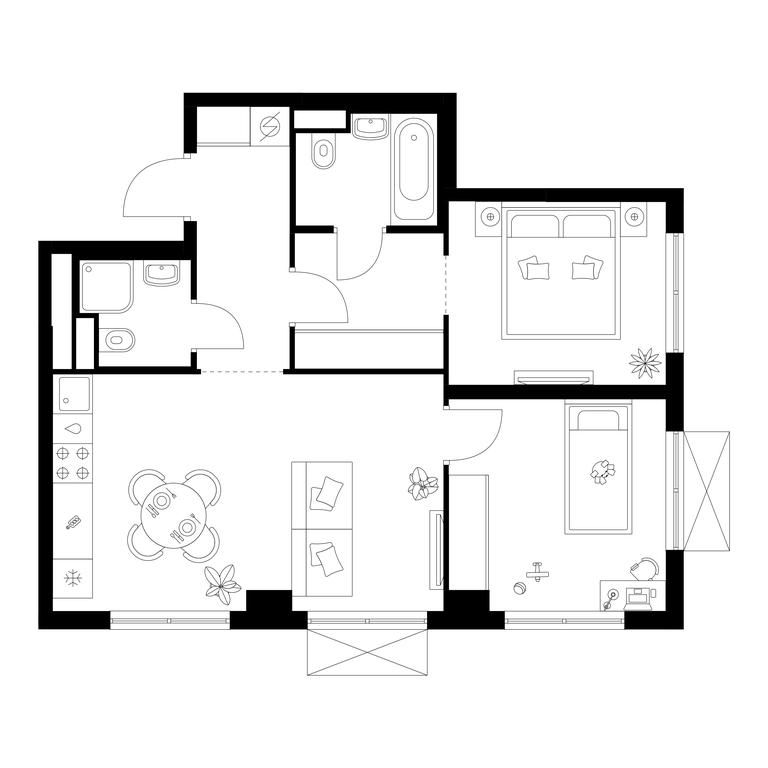 2-BD Apartment Sale, 56.2 sq. m. at Kavkazskiy Bulvar 51, Kavkazsky Boulevard, 51с3, Moscow, Russia #1