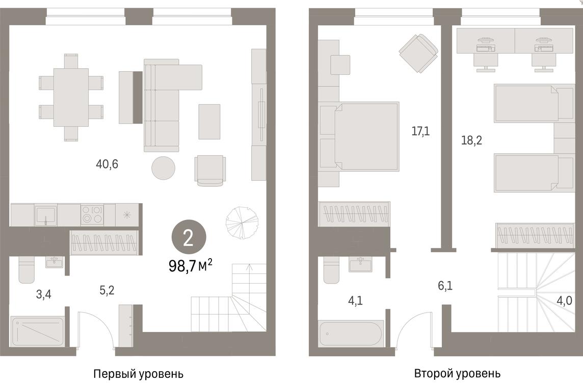 2-BD Apartment Sale, 98.7 sq. m. at Pervy kvartal, Kalinovaya ulitsa, derevnya Sapronovo, Leninskiy City District, Moscow Region, Russia #1