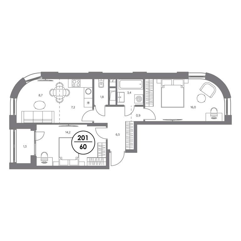 3-BD Apartment Sale, 60 sq. m. at Admiral, Shosseynaya Street, 4А, Moscow, Russia #1 3-BD Apartment Sale, 60 sq. m. at Admiral, Shosseynaya Street, 4А, Moscow, Russia #1