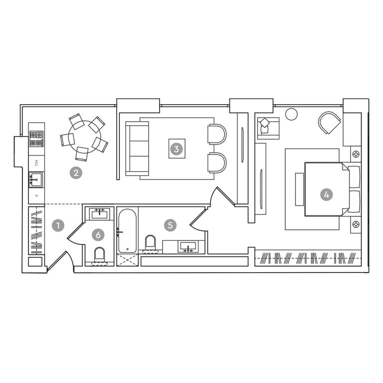 1-BD Apartment Sale, 66.3平方米 at RED7, Akademika Sakharova Avenue, 11, Moscow, Russia #1 1-BD Apartment Sale, 66.3平方米 at RED7, Akademika Sakharova Avenue, 11, Moscow, Russia #1
