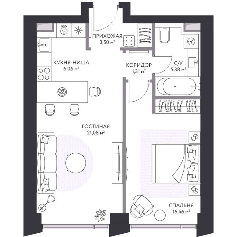 1-BD Apartment Sale, 54.3 sq. m. at Hide, 1st Setunsky Drive, вл6, Moscow, Russia #1 1-BD Apartment Sale, 54.3 sq. m. at Hide, 1st Setunsky Drive, вл6, Moscow, Russia #1