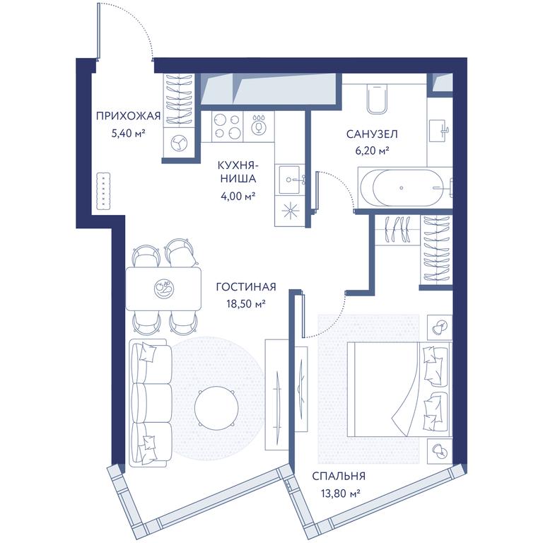 1-BD Apartment Sale, 48 sq. m. at HideOut, 3rd Setunsky Drive, Moscow, Russia #2 1-BD Apartment Sale, 48 sq. m. at HideOut, 3rd Setunsky Drive, Moscow, Russia #2