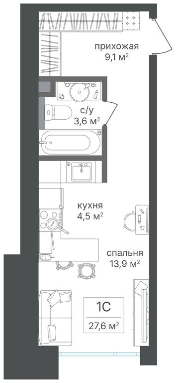 Apartment Sale, 27.6平方米 at Petrovskiy Park II, Stary Petrovsko-Razumovsky Drive, 1/23, Moscow, Russia #2