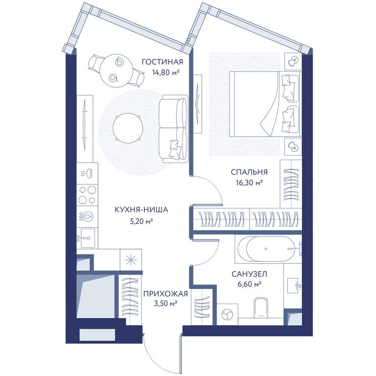 1-BD Apartment Sale, 46.4平方米 at HideOut, 3rd Setunsky Drive, Moscow, Russia #1 1-BD Apartment Sale, 46.4平方米 at HideOut, 3rd Setunsky Drive, Moscow, Russia #1