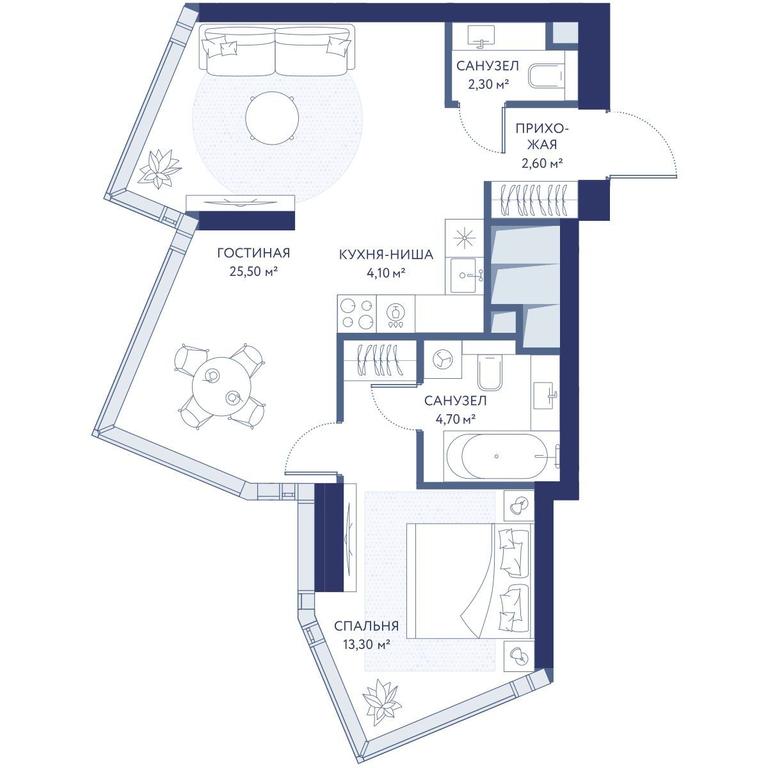1-BD Apartment Sale, 52.5平方米 at HideOut, 3rd Setunsky Drive, Moscow, Russia #1 1-BD Apartment Sale, 52.5平方米 at HideOut, 3rd Setunsky Drive, Moscow, Russia #1
