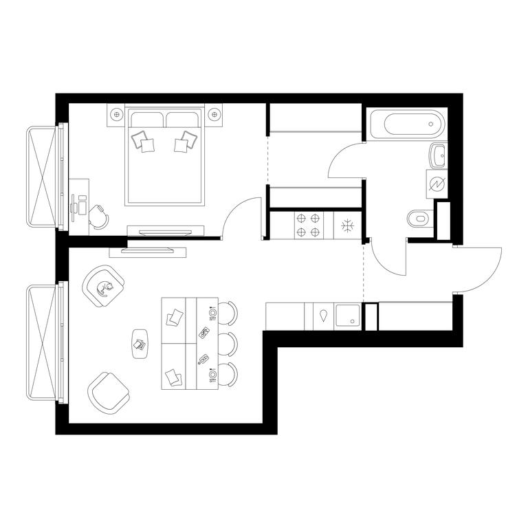 1-BD Apartment Sale, 43.1 sq. m. at Irtyshskiy Kvartal, 2nd Irtyshsky Drive, Moscow, Russia #1