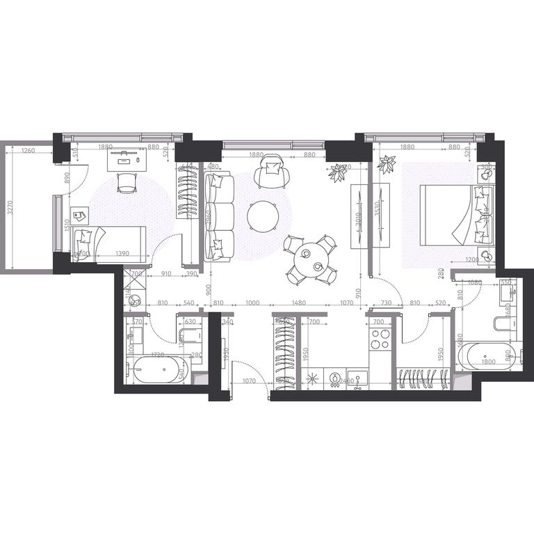 2-BD Apartment Sale, 66.1平方米 at Hide, 1st Setunsky Drive, вл6, Moscow, Russia #2