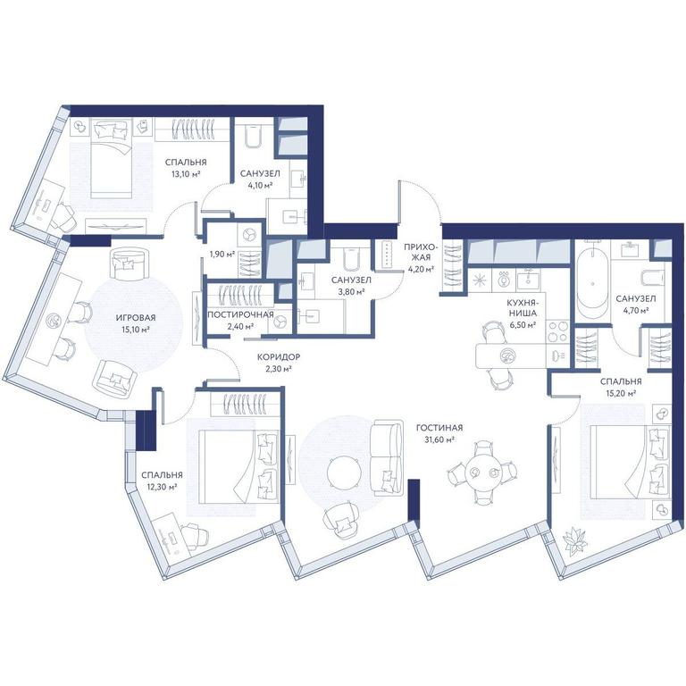 3-BD Apartment Sale, 117.2平方米 at HideOut, 3rd Setunsky Drive, Moscow, Russia #1 3-BD Apartment Sale, 117.2平方米 at HideOut, 3rd Setunsky Drive, Moscow, Russia #1