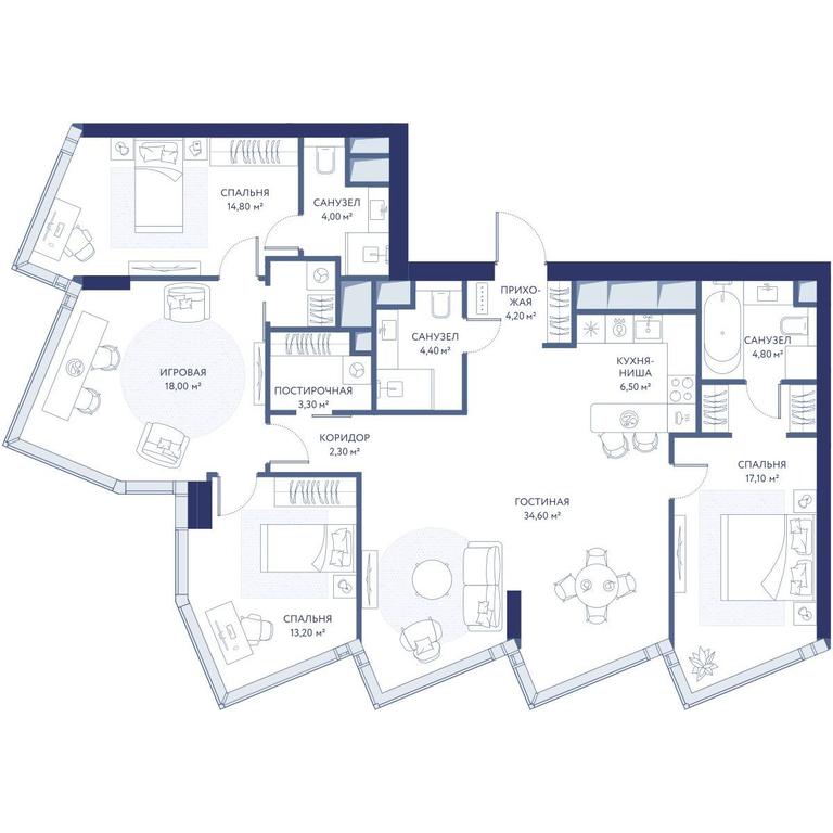 3-BD Apartment Sale, 129.1平方米 at HideOut, 3rd Setunsky Drive, Moscow, Russia #2 3-BD Apartment Sale, 129.1平方米 at HideOut, 3rd Setunsky Drive, Moscow, Russia #2