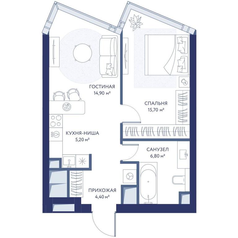 1-BD Apartment Sale, 47 sq. m. at HideOut, 3rd Setunsky Drive, Moscow, Russia #1 1-BD Apartment Sale, 47 sq. m. at HideOut, 3rd Setunsky Drive, Moscow, Russia #1