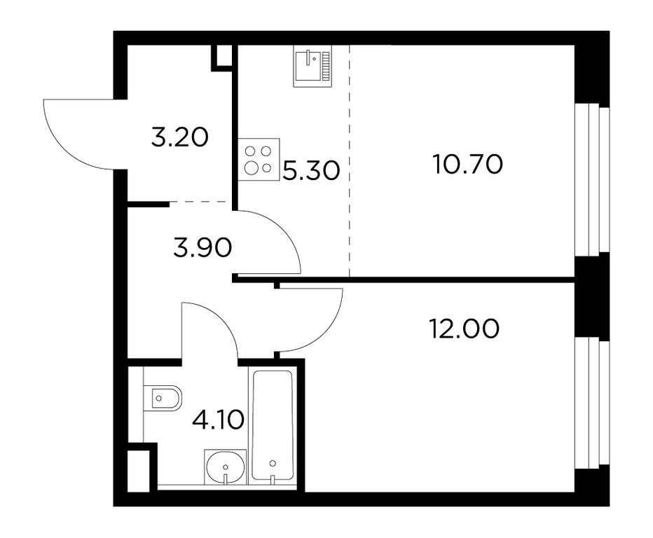1-BD Apartment Sale, 39.2平方米 at Belyi Grad, Tsentralnaya Street, 1, Mytischi, Moscow Region, Russia #1