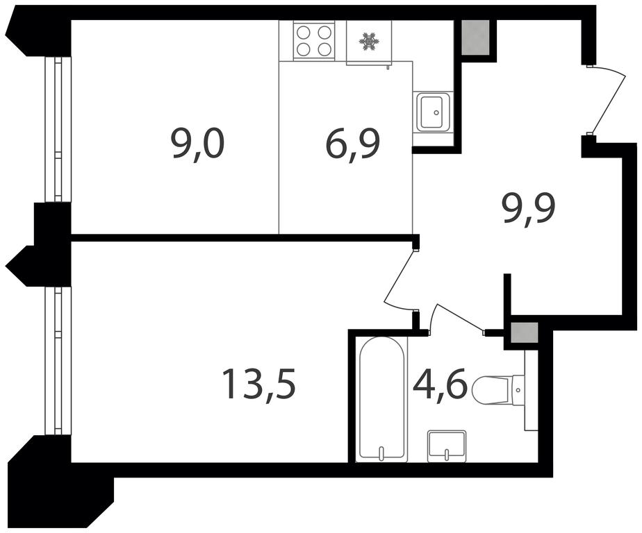 1-BD Apartment Sale, 43.9 sq. m. at Petrovskiy Park II, Stary Petrovsko-Razumovsky Drive, 1/23, Moscow, Russia #1