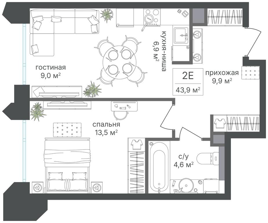 1-BD Apartment Sale, 43.9 sq. m. at Petrovskiy Park II, Stary Petrovsko-Razumovsky Drive, 1/23, Moscow, Russia #2