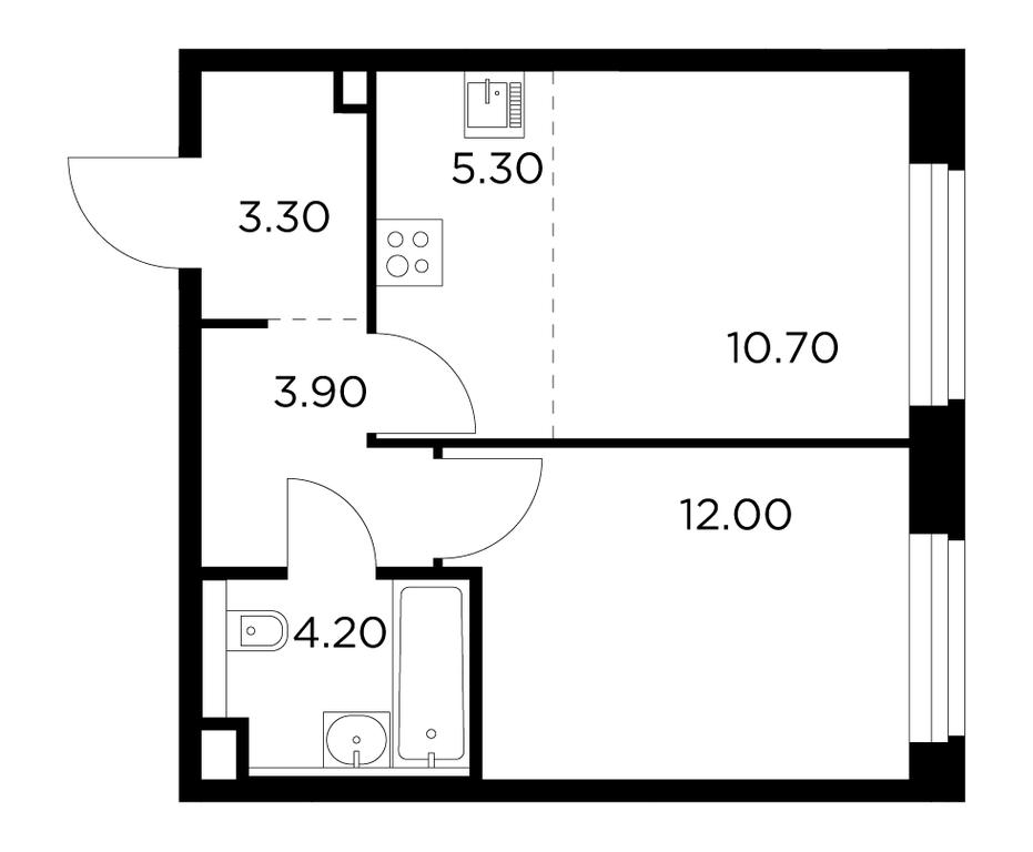 1-BD Apartment Sale, 39.4平方米 at Belyi Grad, Tsentralnaya Street, 1, Mytischi, Moscow Region, Russia #1