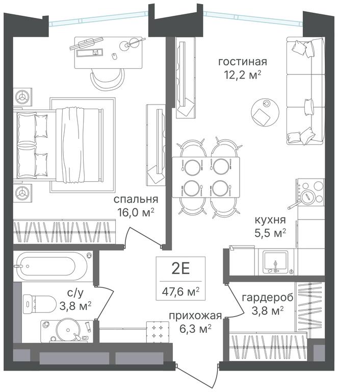 1-BD Apartment Sale, 47.6 sq. m. at Petrovskiy Park II, Stary Petrovsko-Razumovsky Drive, 1/23, Moscow, Russia #2