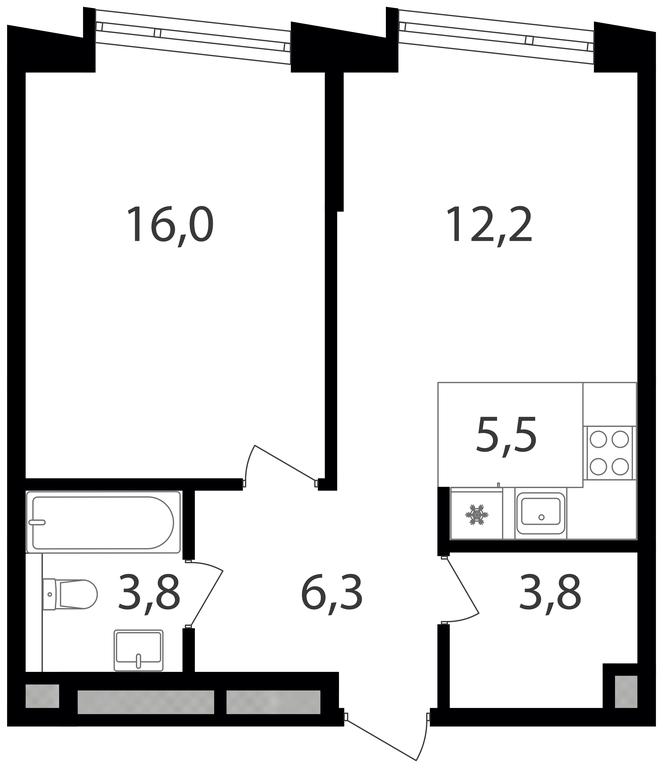 1-BD Apartment Sale, 47.6 sq. m. at Petrovskiy Park II, Stary Petrovsko-Razumovsky Drive, 1/23, Moscow, Russia #1