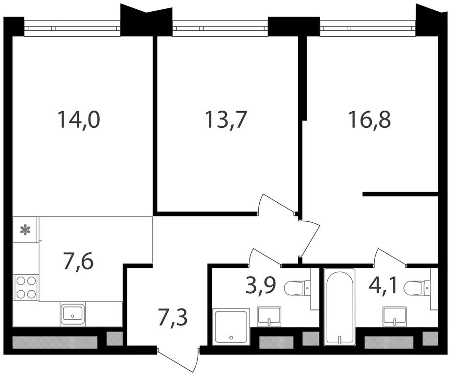 2-BD Apartment Sale, 67.4平方米 at Petrovskiy Park II, Stary Petrovsko-Razumovsky Drive, 1/23, Moscow, Russia #1