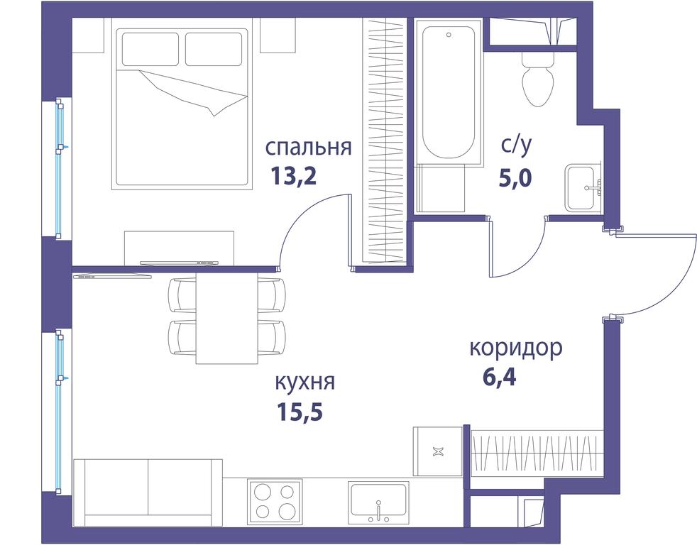 Продажа 1-комн. квартиры, 40,5 м² в ЖК «Символ», проезд Невельского, 6к1, Москва, Россия #1 Продажа 1-комн. квартиры, 40,5 м² в ЖК «Символ», проезд Невельского, 6к1, Москва, Россия #1