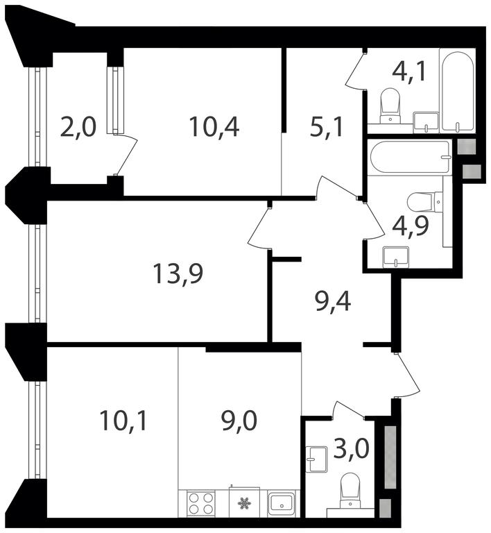 2-BD Apartment Sale, 71.9 sq. m. at Petrovskiy Park II, Stary Petrovsko-Razumovsky Drive, 1/23, Moscow, Russia #1