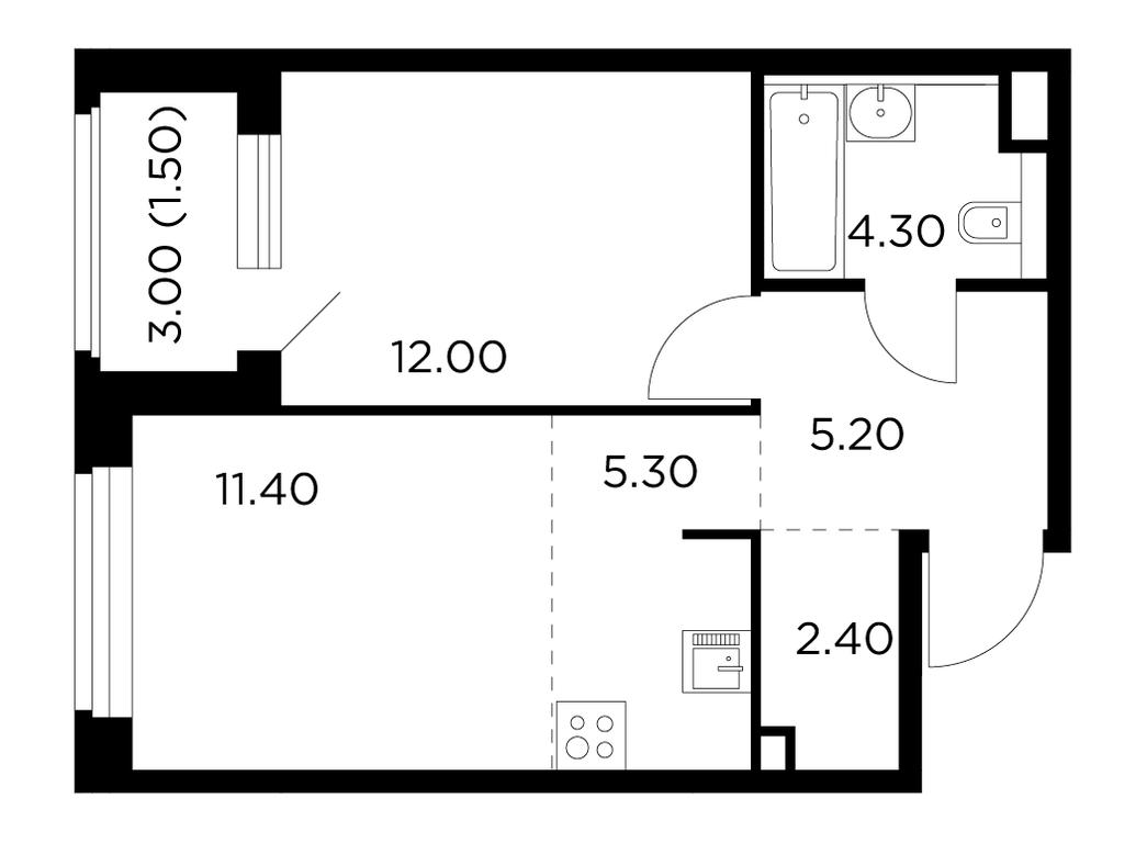 1-BD Apartment Sale, 42.1平方米 at Belyi Grad, Tsentralnaya Street, 1, Mytischi, Moscow Region, Russia #1 1-BD Apartment Sale, 42.1平方米 at Belyi Grad, Tsentralnaya Street, 1, Mytischi, Moscow Region, Russia #1