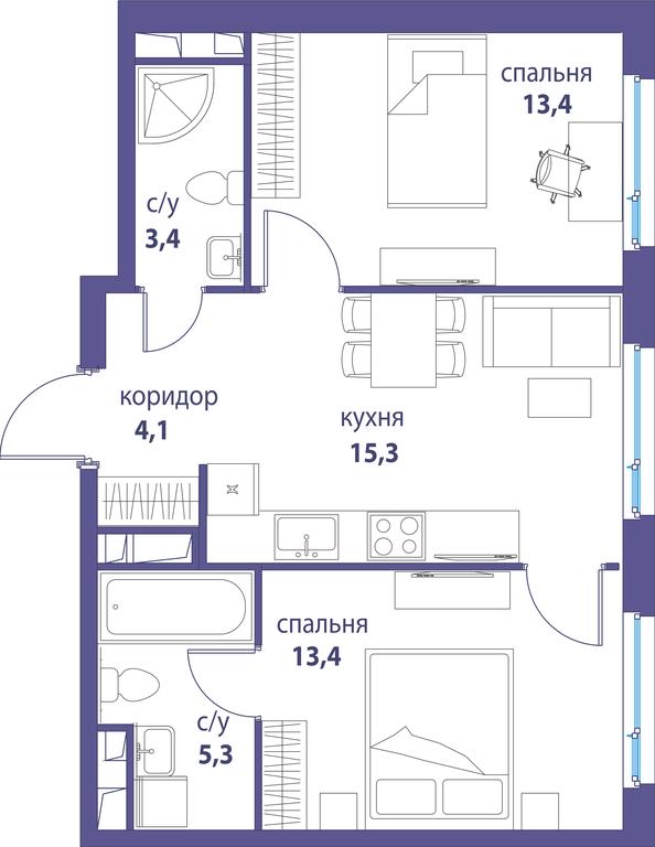 Продажа 2-комн. квартиры, 55,4 м² в ЖК «Символ», проезд Невельского, 6к1, Москва, Россия #1 Продажа 2-комн. квартиры, 55,4 м² в ЖК «Символ», проезд Невельского, 6к1, Москва, Россия #1