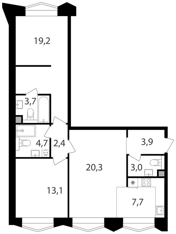 2-BD Apartment Sale, 78平方米 at Petrovskiy Park II, Stary Petrovsko-Razumovsky Drive, 1/23, Moscow, Russia #1