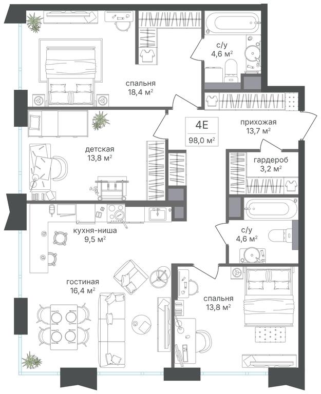 3-BD Apartment Sale, 98平方米 at Petrovskiy Park II, Stary Petrovsko-Razumovsky Drive, 1/23, Moscow, Russia #2