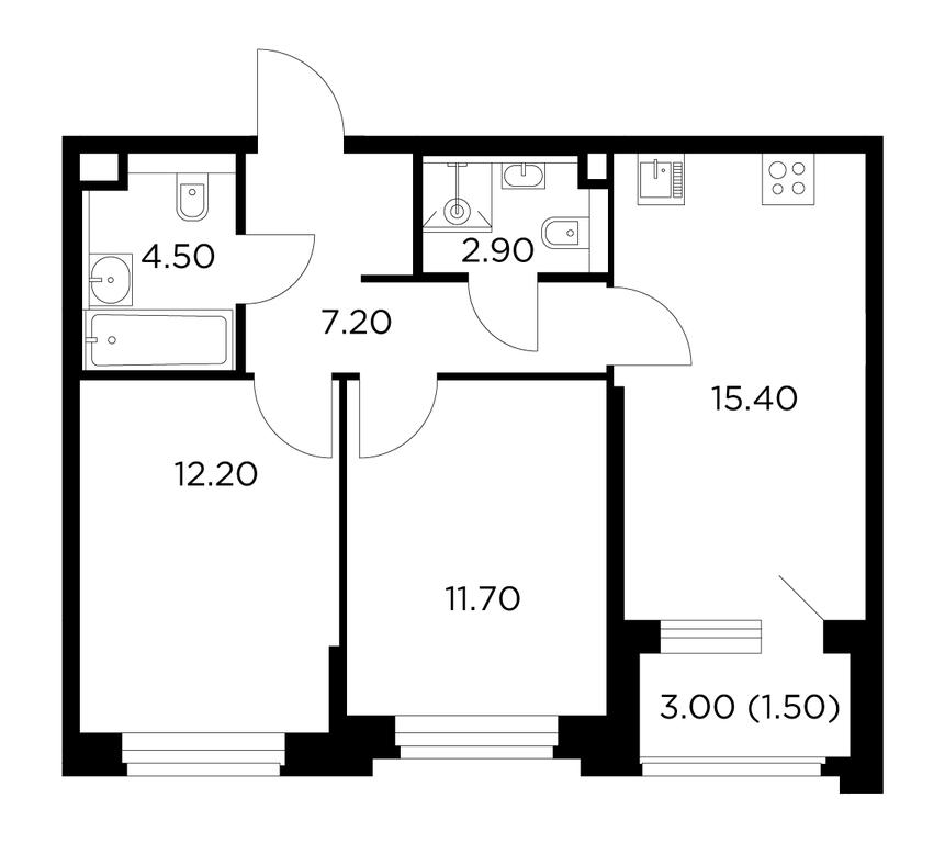 2-BD Apartment Sale, 55.4平方米 at Belyi Grad, Tsentralnaya Street, 1, Mytischi, Moscow Region, Russia #1 2-BD Apartment Sale, 55.4平方米 at Belyi Grad, Tsentralnaya Street, 1, Mytischi, Moscow Region, Russia #1