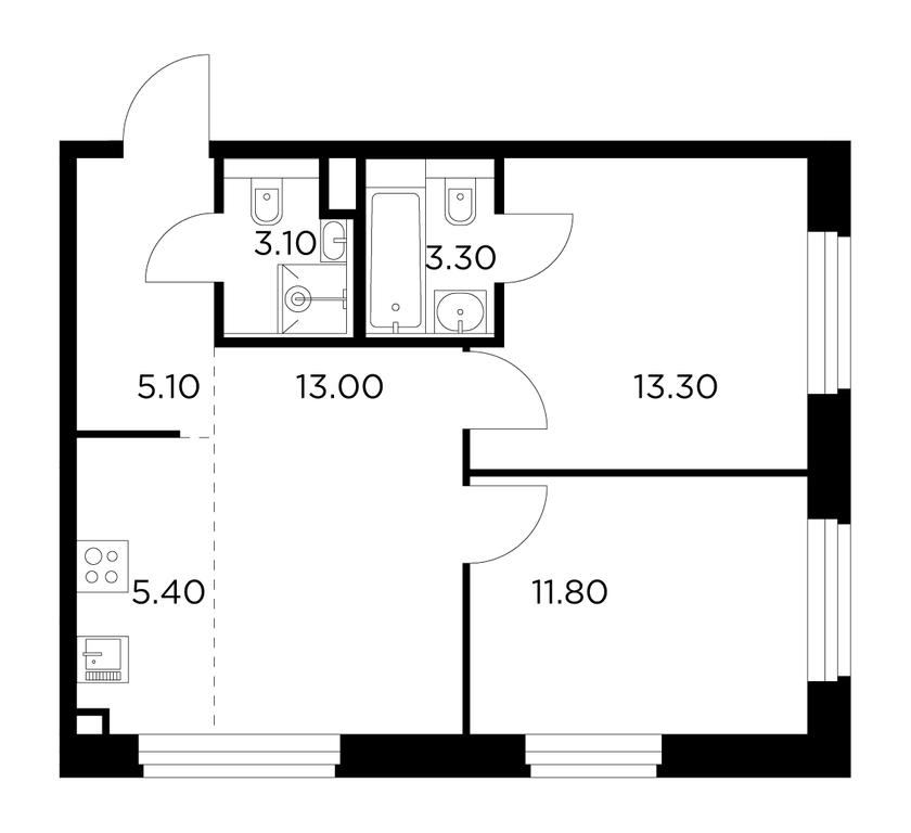 2-BD Apartment Sale, 55平方米 at Belyi Grad, Tsentralnaya Street, 1, Mytischi, Moscow Region, Russia #1 2-BD Apartment Sale, 55平方米 at Belyi Grad, Tsentralnaya Street, 1, Mytischi, Moscow Region, Russia #1