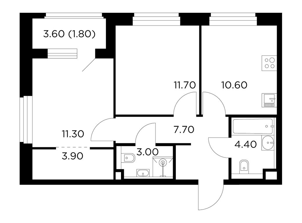 2-BD Apartment Sale, 54.4 sq. m. at Belyi Grad, Tsentralnaya Street, 1, Mytischi, Moscow Region, Russia #1