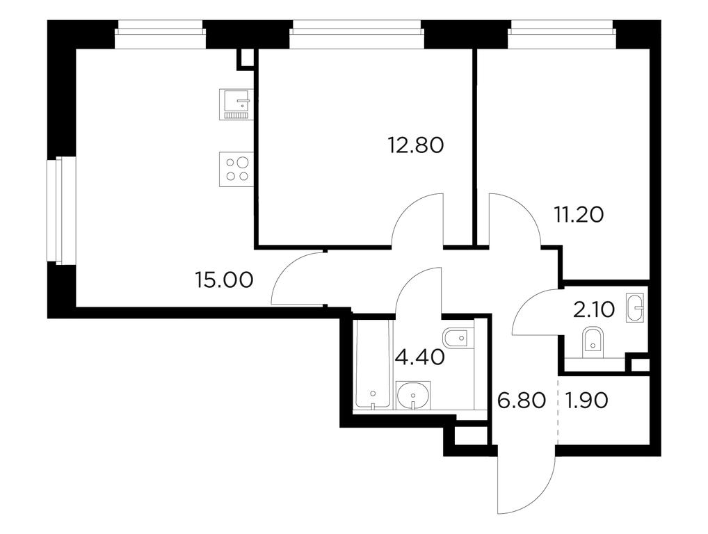 2-BD Apartment Sale, 54.2平方米 at Belyi Grad, Tsentralnaya Street, 1, Mytischi, Moscow Region, Russia #1 2-BD Apartment Sale, 54.2平方米 at Belyi Grad, Tsentralnaya Street, 1, Mytischi, Moscow Region, Russia #1