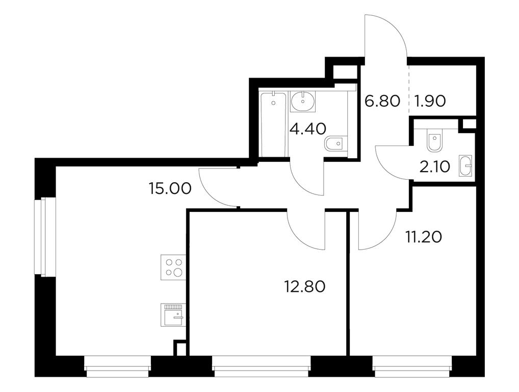2-BD Apartment Sale, 54.2平方米 at Belyi Grad, Tsentralnaya Street, 1, Mytischi, Moscow Region, Russia #1 2-BD Apartment Sale, 54.2平方米 at Belyi Grad, Tsentralnaya Street, 1, Mytischi, Moscow Region, Russia #1