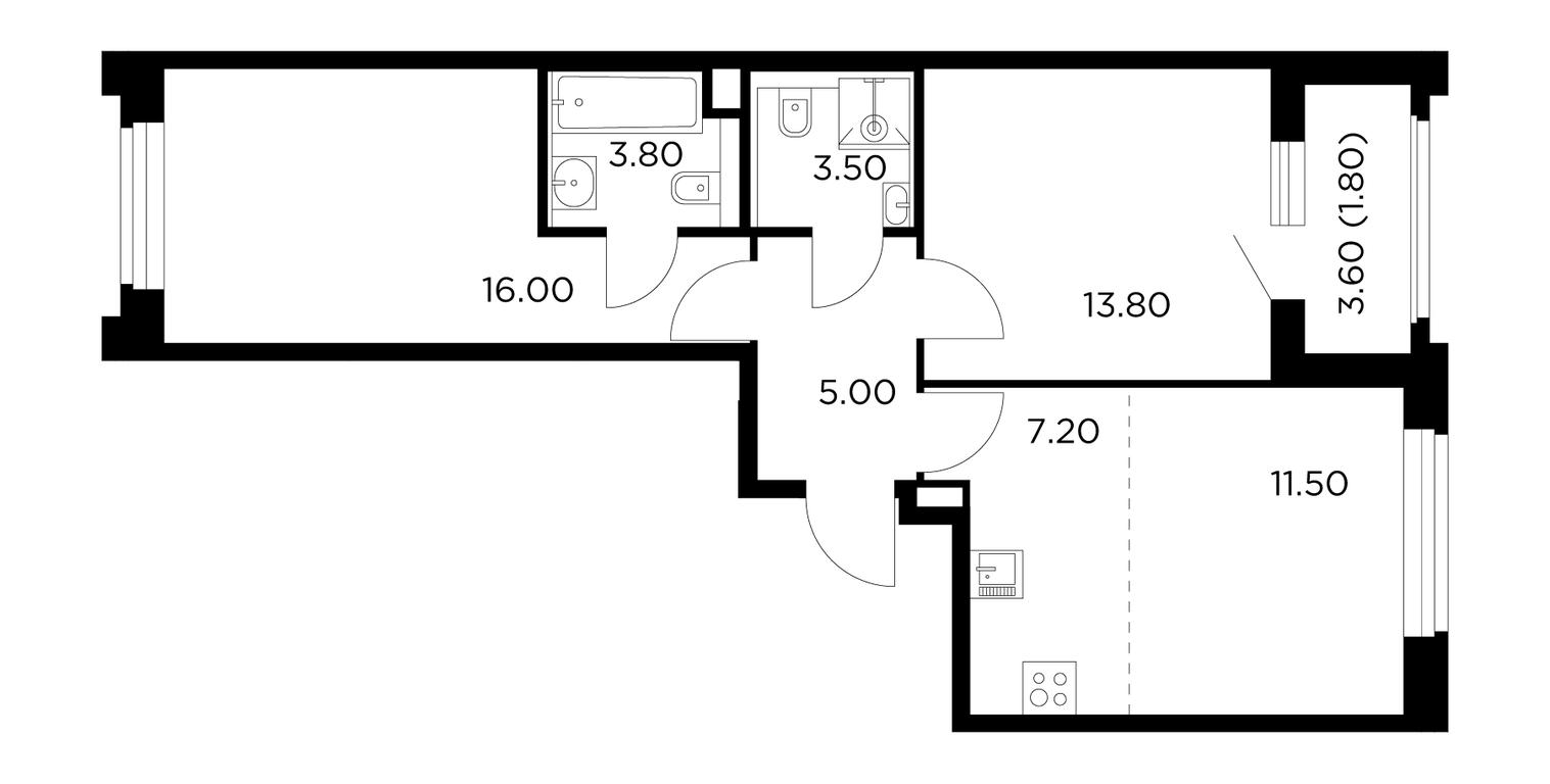 2-BD Apartment Sale, 62.6 sq. m. at Belyi Grad, Tsentralnaya Street, 1, Mytischi, Moscow Region, Russia #1