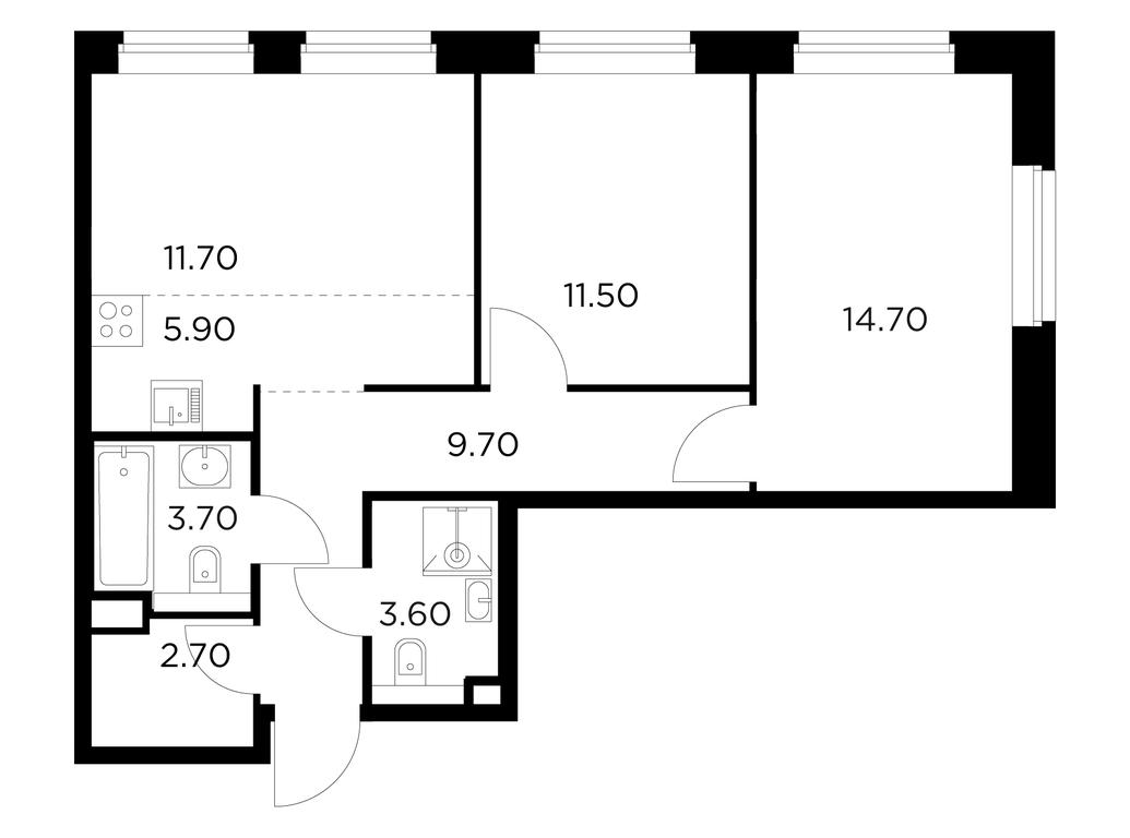 2-BD Apartment Sale, 63.5平方米 at Belyi Grad, Tsentralnaya Street, 1, Mytischi, Moscow Region, Russia #1 2-BD Apartment Sale, 63.5平方米 at Belyi Grad, Tsentralnaya Street, 1, Mytischi, Moscow Region, Russia #1