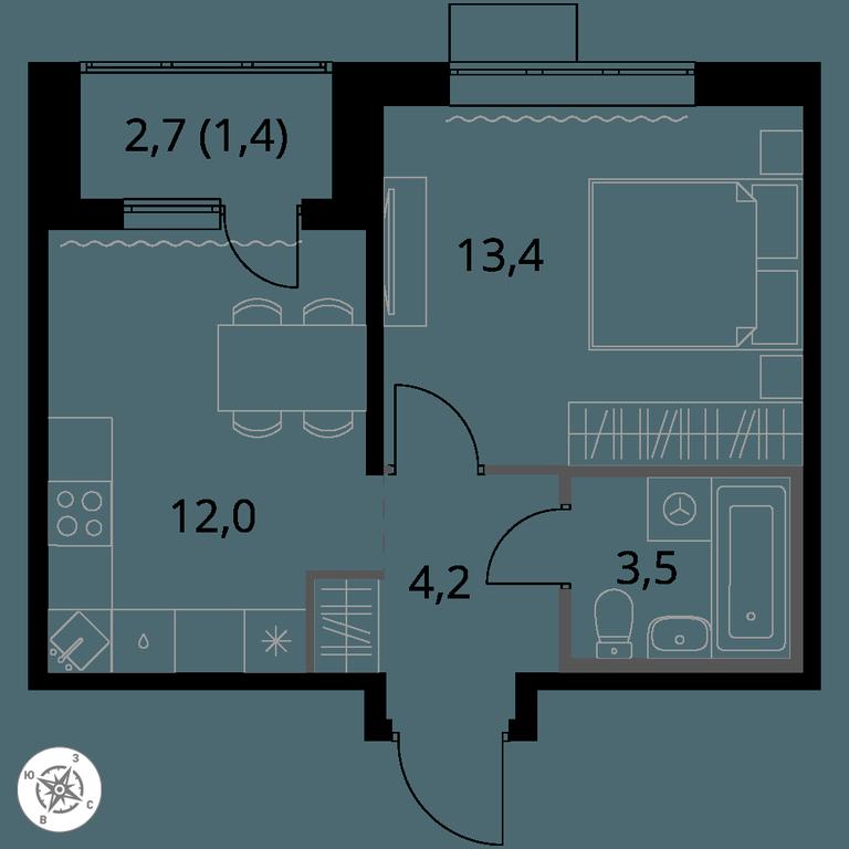 1-BD Apartment Sale, 34.5 sq. m. at 1-y Salarevskiy, Kiyevskoye Highway, Moskovskiy Settlement, Moscow, Russia #1