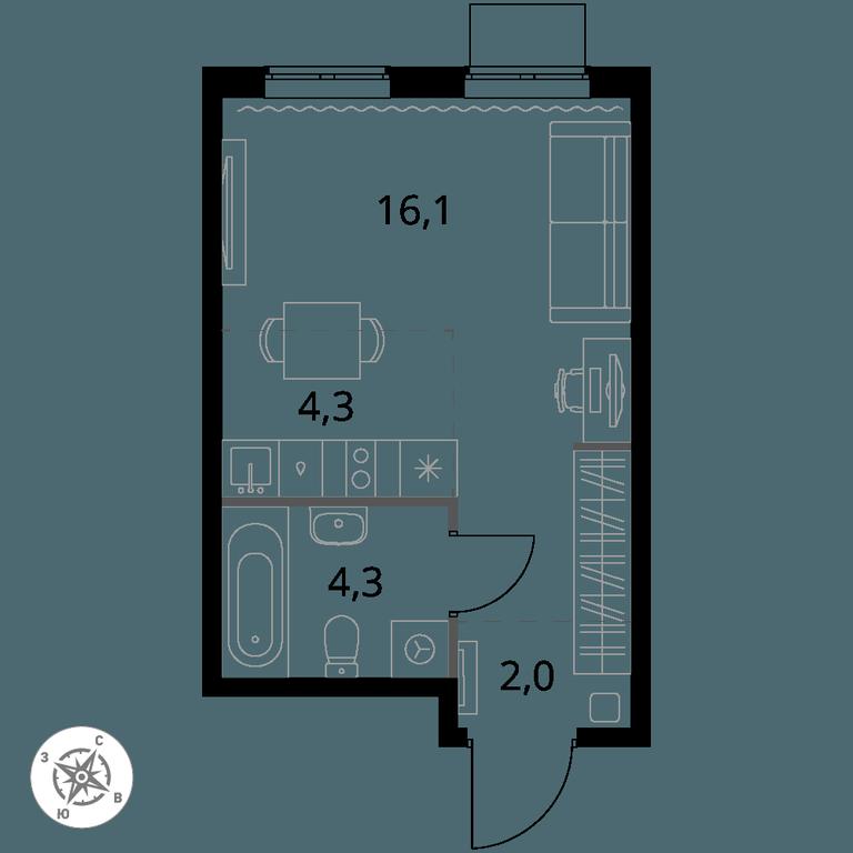 Apartment Sale, 26.7平方米 at 1 Izmajlovskij, Montazhnaya Street, 8с13, Moscow, Russia #1